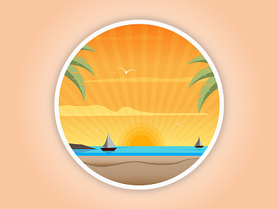 Travel Illustration adobe illustrator badge beach design graphic art graphic design illustration landscape sea sticker sunset vector vector art