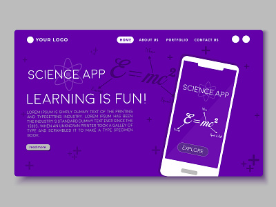 Science App - Landing Page UI Design adobe illustrator app application education graphic design illustration kids landing page learning science ui vector website