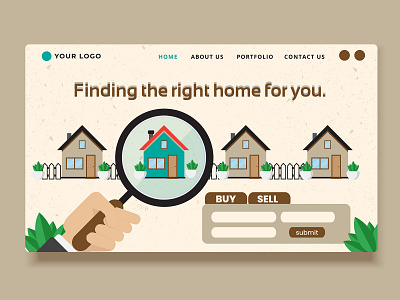 Real Estate Web App - Landing page UI design application banner graphic design hero illustration portal property real estate ui vector website