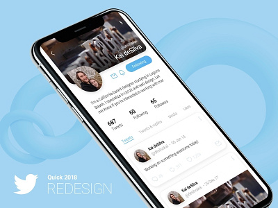 Quick Twitter Redesign 3d blue design graphic design interface iphone x profile quick redesign twitter ui ux