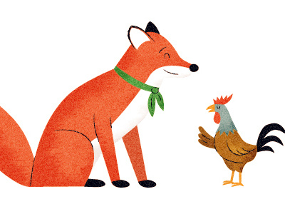 Fox & Rooster commission fox illustration rooster texture