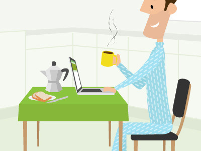 Deal Grocer bialetti breakfast character coffee commission illustration kitchen macbook pro table web