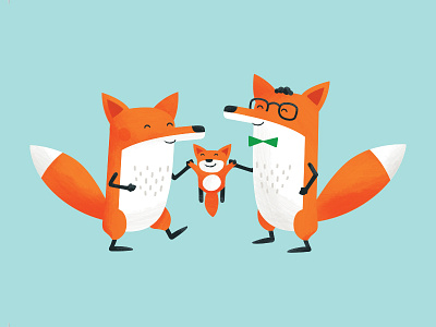 Foxes Birth Card