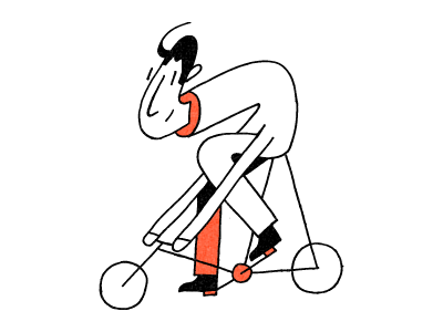 Wonky Bike bicycle bike character illustration lines man marker personal