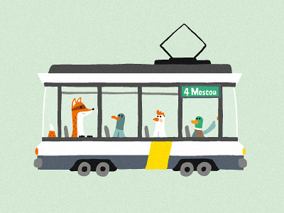 Foxy Tram belgium chicken de lijn duck fox gent ghent illustration personal pigeon tram