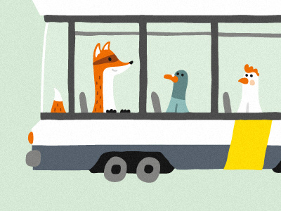 Foxy Tram Detail By Nicholas Hendrickx belgium chicken duck fox gent ghent illustration personal pigeon tram