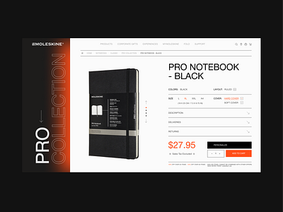 Moleskine | Product page concept