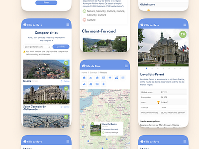 City search website | Mobile screens | Compare&City page app city compare concept design designinspiration discover france inspiration map mobile redesign search ui ux