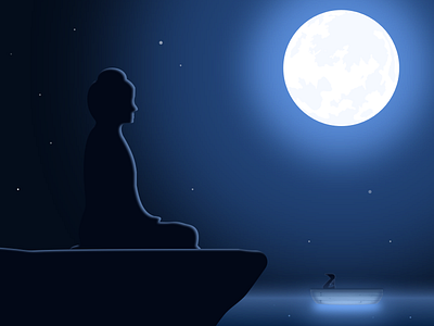 Still Water buddha dream illustration meditation night peace zen