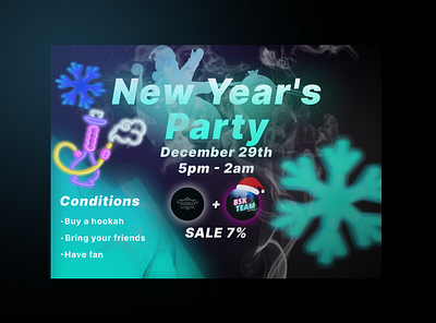 Web AD of New Year's Party 2d ad branding bright design graphic design illustration neon simple web