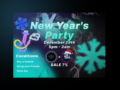 Web AD of New Year's Party 2d ad branding bright design graphic design illustration neon simple web