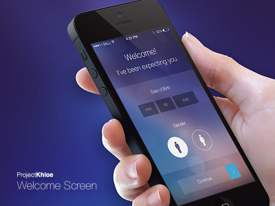 Welcome Screen - UI 17seven blue clean ios design mobile app design projectkhloe purple splash screen design ui design user interface design