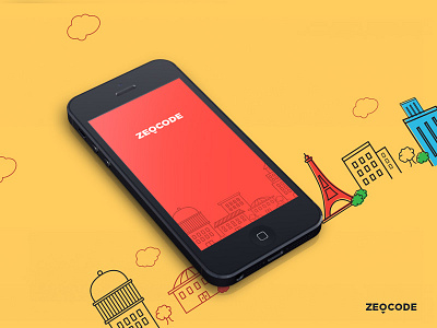 Zeocode: Mobile app and visual elements 17seven brand brand identity system clean identity design line graphic location map mobile design orange ui design