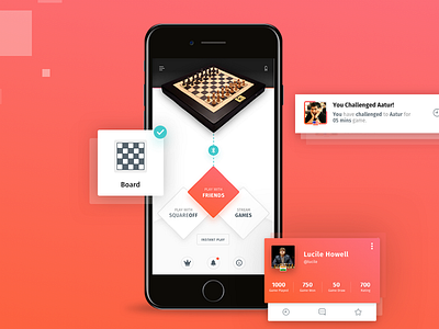 SquareOff - Mobile App Design 17seven artificial intelligence chess chessboard design graphic design mobile app squareoff ui design ux design