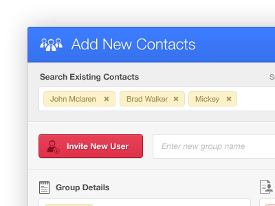 Pop up - UI 17seven add contacts application blue clean ui design web app ui design