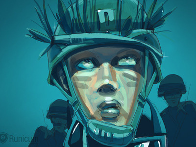Solger army illustration night soldier