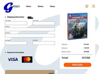 Games (credit card checkout, Daily UI 002) design illustration logo typography ui