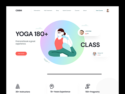 Yoga Landing Page animation cbbm studio colorful illustration landing page maditation uxui minimal modern online class studio ui uiux user inteface yoga