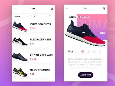 SHOES UI category colorful gradient graphic icon nike puma app design shoes ux ui userexperience userinterface