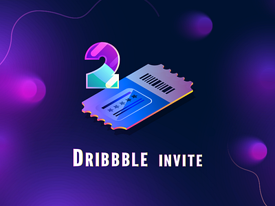 Dribbble Invite color design vector colorful ui dribbble debut gradient isometric invitation ux invite illustration ticket