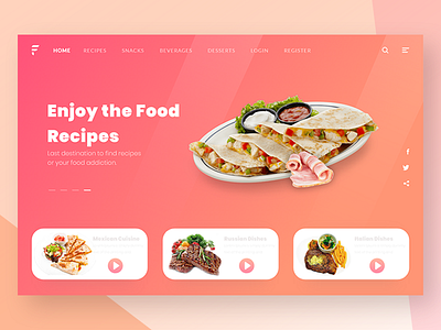 Food Recipes category color design vector colorful colorful ui design food gradient illustration landing page learn modern recipe social ui user inteface ux web web page web site