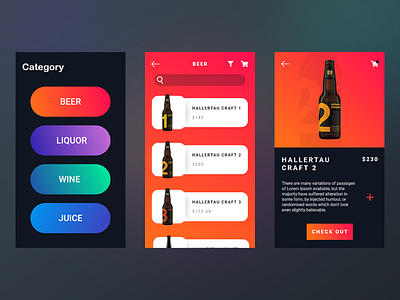 Drinkster Shop App beer bottle category color design vector colorful colorful ui design gradient modern ui user inteface user interface ux