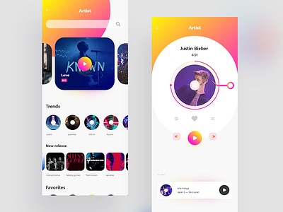 Music APP UI color design vector colorful colorful ui design gradient mobile application modern music app ui music player ui uiux user inteface ux