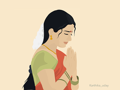Traditional South Indian illustration adobe draw culture hand drawn illustration traditional women women