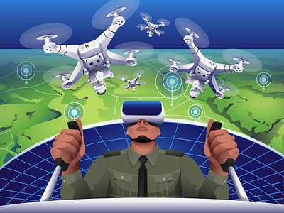 VR Technology - Drone Surveillance character drone future tech futuristic icon iconscout illustration illustration pack surveillance vector virtual reality vr technology