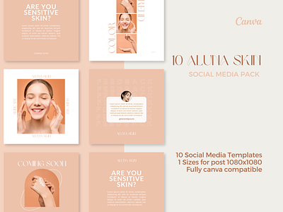 Skincare Instagram Templates for Canva branding canva templates graphic design instagram posts template