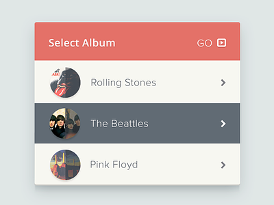 Select Album music ui web widget