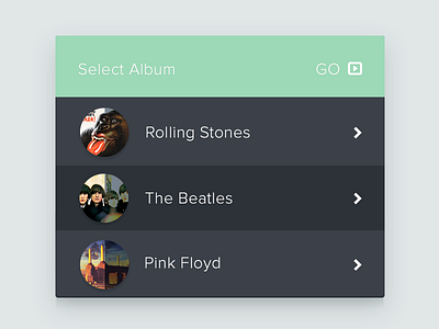 Select Album music ui web widget