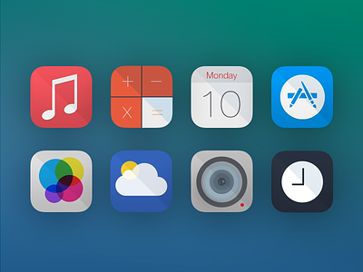 iOS Icons calendar camera clock design game icons ios7 music safari weather