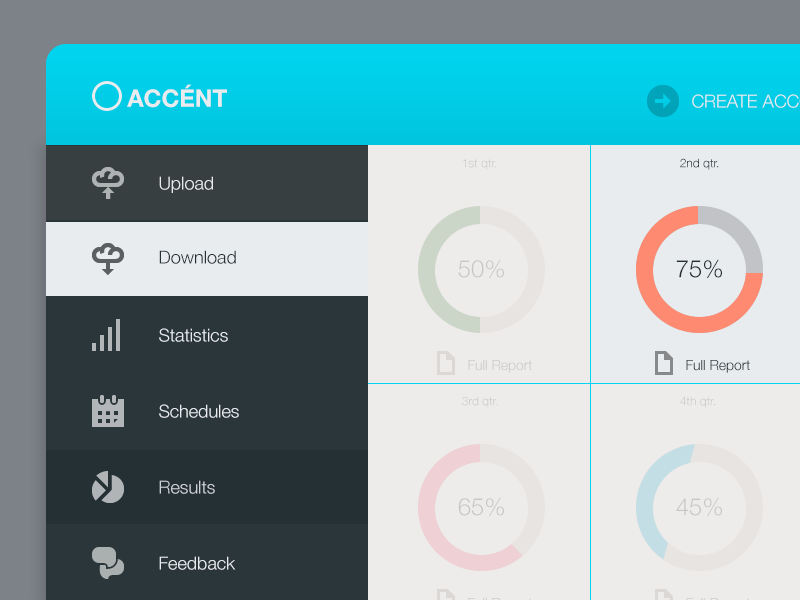 Accent Dash ui web design menu connect locations network interaction cloud upload dashboard flat