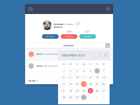 Calendar View by Rovane Durso on Dribbble