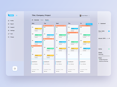 Tessa analytics calendar calendar design calendar ui dashboard design interface ios ui web