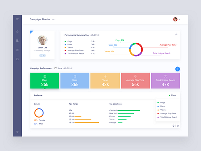 Campaign Performance analytics dashboard statistics ui ux web