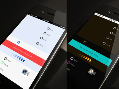 Day & Night Drag to Call design ios iphone ui ux simple