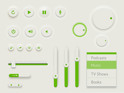 Green UI PSD design freebie interface music player psd ui ui kit