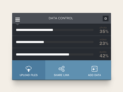 Data Control audio design interaction menu photo share ui upload video web widget
