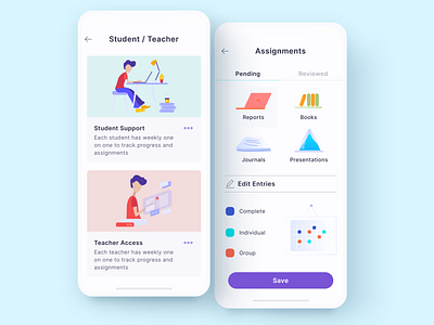 Assignments branding design education app interface ios student project ui