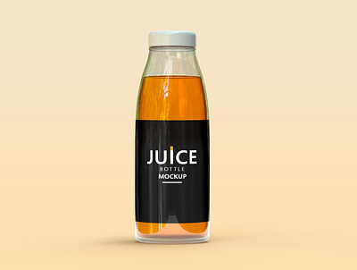 Glass Orange Juice Bottle PSD Mockup branding mockup glass bottle psd mockup juice bottle mockup juice bottle mockup template label design packaging product design