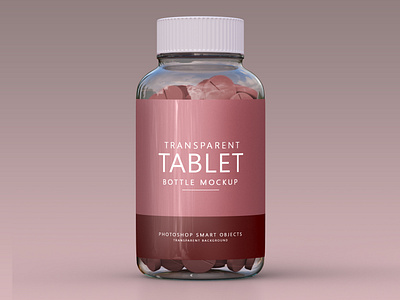 Transparent glass tablet bottle label mockup branding mockup design glass bottle psd mockup label design packaging product design
