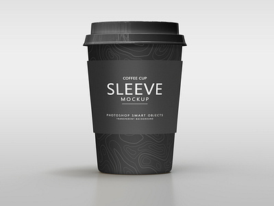 Medium coffee cup with sleeve mockup