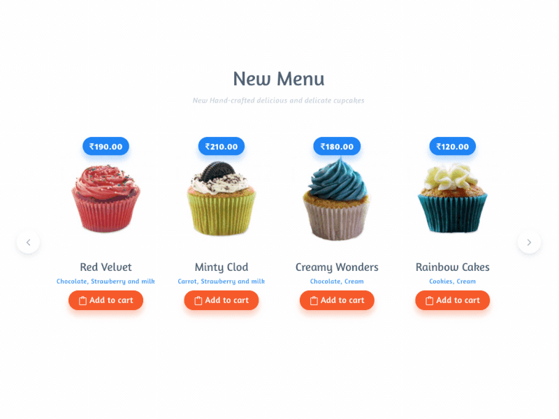Product Gallery List animation cart cupcakes ecommerce gallery product ux web design website
