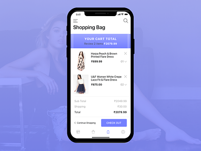 Shopping Bag iPhone X app ui cart ecommerce ios iphonex shopping ui ux