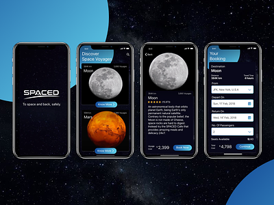 SPACED App app design booking design space spacedchallenge ui ux