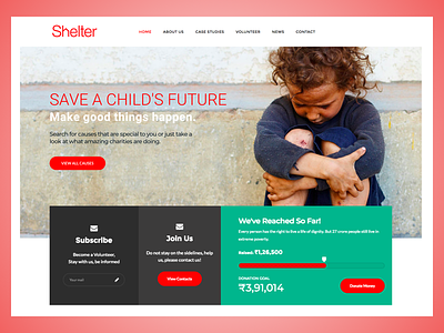 Charity Homepage charity designercize donation homepage red save child ui ux webdesign