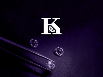K Diamond Logo branding design flat icon illustrator logo negativespace typography vector
