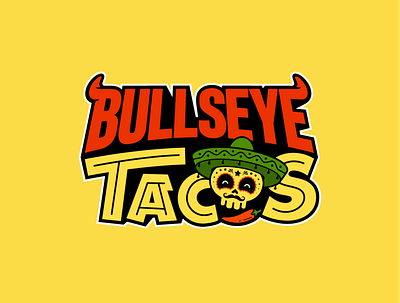 Bullseye Tacos Logo brand design branding design flat icon illustrator logo negativespace typography vector